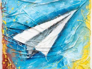 \"Aeroplano\" Tecnica mista su mdf, cotone e legno dimensioni 50 x 50 cm. anno 2019