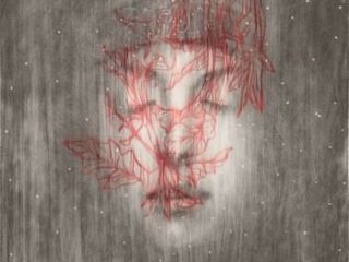 Opera di Omar Galliani, Da Oriente ad occidente, 100x100, fusaggine+pigmento su tela. 2009