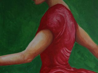 Rosso in movimento-olio su mdf