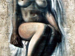 "Omaggio a Greta Buisse - Lo specchio vuoto"Tecnica mista su mdf  "... appenderò al muro i miei veli, e stenderò sulla ringhiera la mia coperta più bella.Trafiggerò il mio seno perché non dia più latte e tu non brinderai più al mio capezzale..'