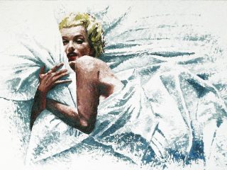 "MARILYN CON CUSCINO"
Olio a spatola su pannello,
cm. 125x75, anno 2009