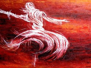 "DANZA AL TRAMONTO"
Tecnica mista su tela cm. 120x80, anno 2008