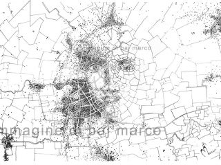 Città in profilo, china su carta, 33x48cm, 2010 di Marco Baj