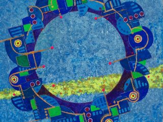 Mandala delle traccie sul mare 2012, t.m. su tela cm 40x40
