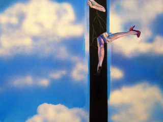 "Al di là delle nuvole" tecnica mista su tela 80x80