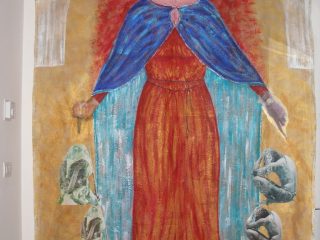 MA-DONNA DELLA MISERICORDIA (da Piero della Francesca) - tecnica mista su tela - cm 270x175