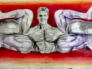 Dragone.Acrilico su tavola. Anno 1994, cm 48 x 116