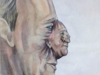 \"PROFILO INFINITO\"  , tempera acrilica  e acquerello. Anno 1988,  cm 35 x 50 