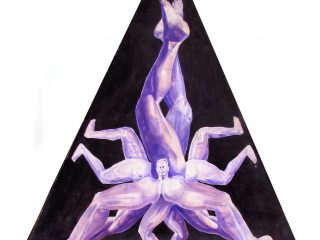 \"Poligono con tre vertici\".  Anno 1993.  acrilico su tavola