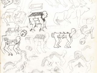 album nr1.PAPYRUS.  Foglio nr 3 . Vinicio Prizia 1984 . Penna e grafite.Particolare