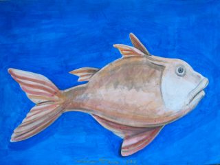 Pesce rosso. Acrilico su tavola. Anno 1993, cm 35x50