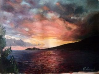 "Zoagli: tramonto sul promontorio di Portofino"