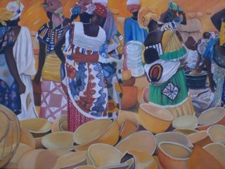 Mercato in Mali- Olio su tela 80 x 120