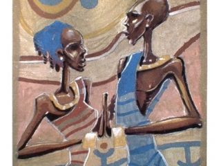 COPPIA AFRICANA...sabbia su tela...2003