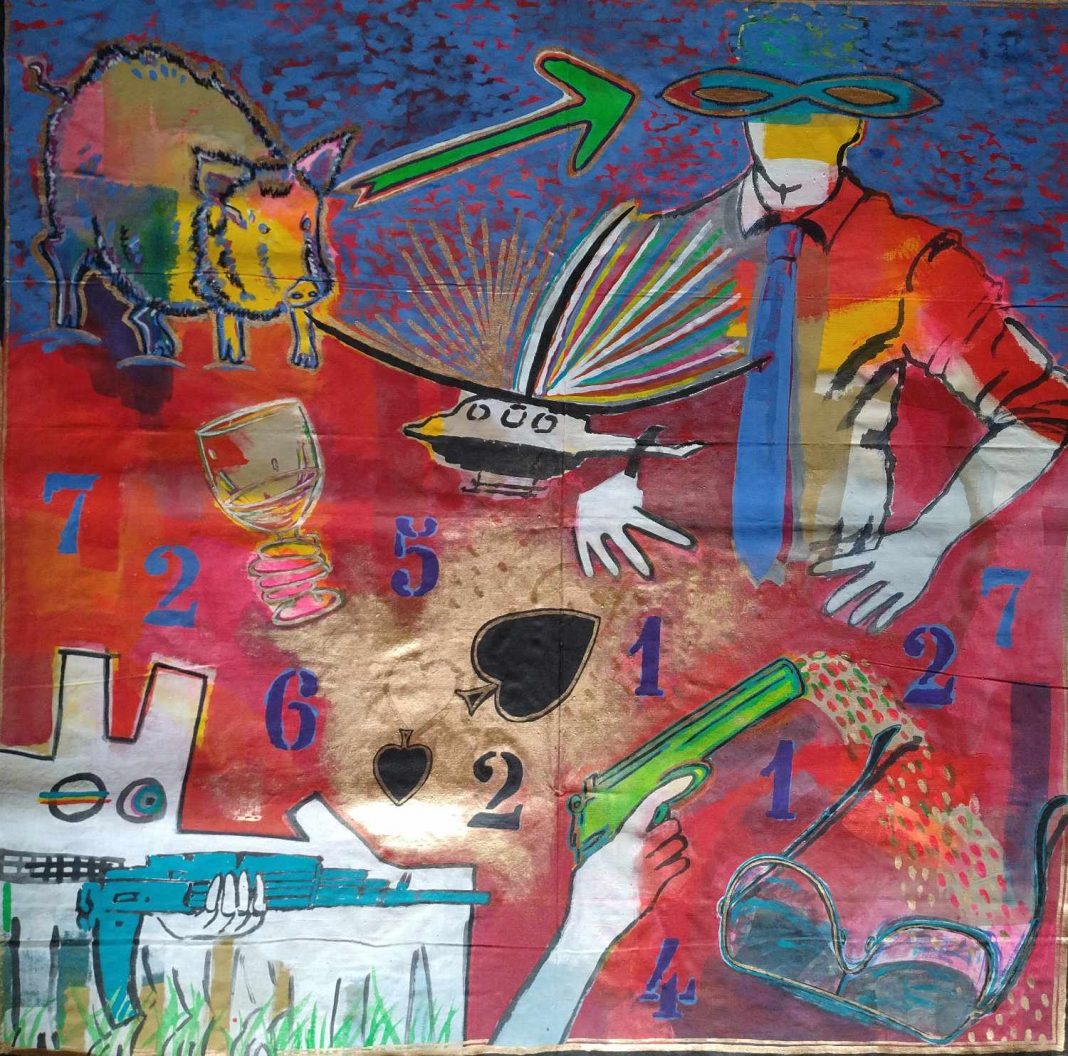 L’arte di Federica Recchiahttps://www.exibart.com/repository/media/formidable/11/img/0a8/1-SENZA-TITOLO-maiale-uomo-mascherato-armi-acrilico-su-tela-113x110-1068x1056.jpg