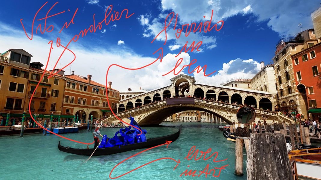 Marco Nereo Rotelli – Una gondola poetica al FuoriSalone22https://www.exibart.com/repository/media/formidable/11/img/149/MarcoNereoRotelli_EverinArt_CleanWaterPleaseProject_Gondola-che-naviga-nel-canale-di-Venezia-1068x601.jpg