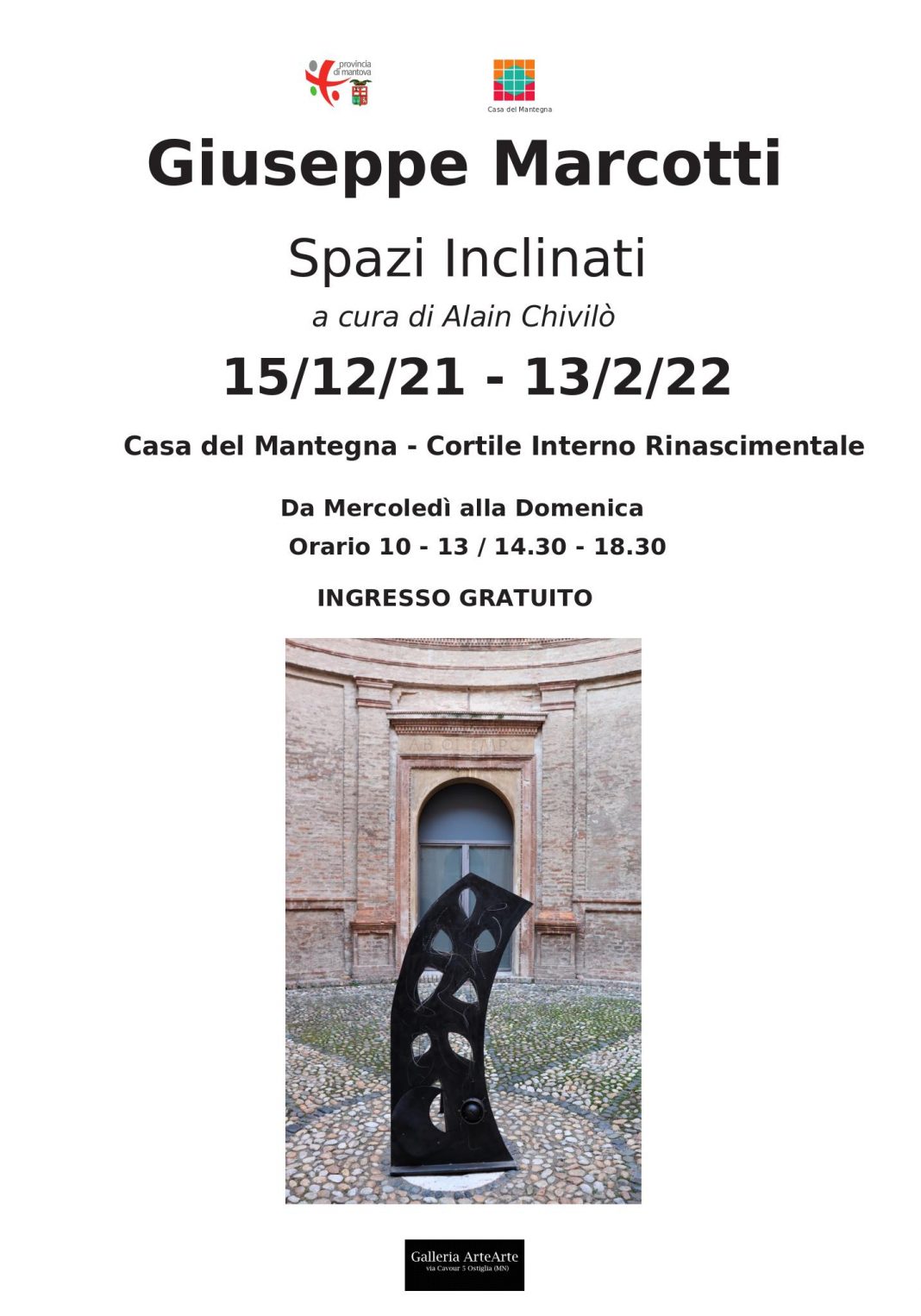 Giuseppe Marcotti – Spazi Inclinatihttps://www.exibart.com/repository/media/formidable/11/img/25f/Spazi-Inclinati-Casa-del-Mantegna-Mantova-a-cura-di-Alain-Chivilò_ArteArte-1068x1526.jpg