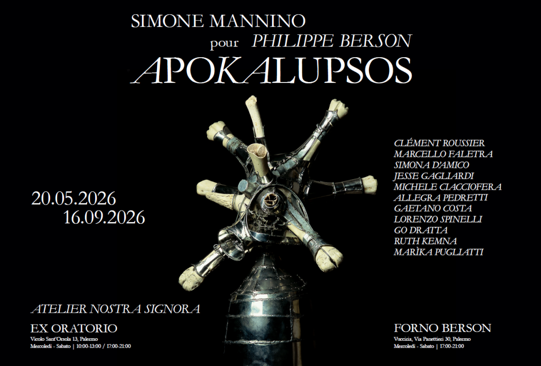 APOKALUPSOS – Simone Mannino pour Philippe Bersonhttps://www.exibart.com/repository/media/formidable/11/img/2d1/Manifesto_Apokalupsos_orizzontale-1068x723.png