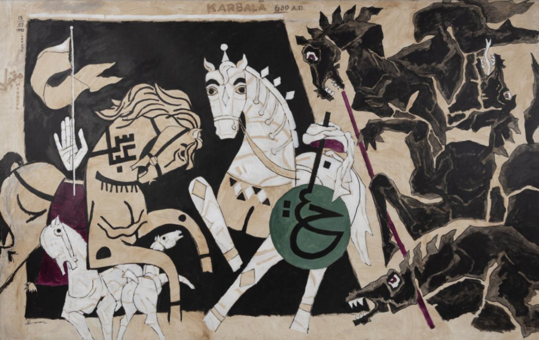 The Rooted Nomadhttps://www.exibart.com/repository/media/formidable/11/img/321/PICTURE-_-M.F.-Husain-Karbala-1990.-Oil-crayon-on-paper-82-x-130-in-1068x674.png