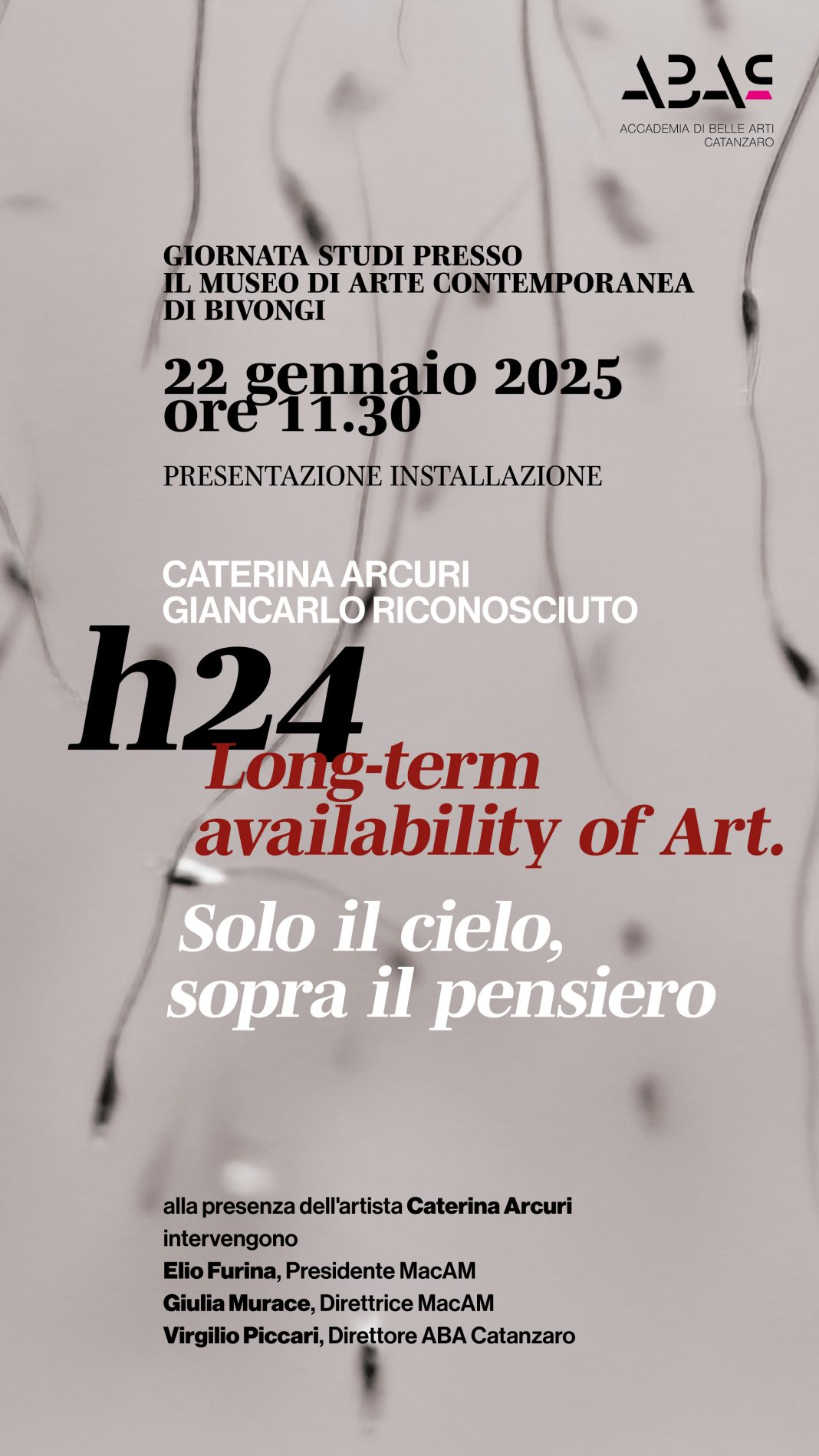 Caterina Arcuri – Giancarlo Riconosciuto H24 availability of art. Solo il cielo sopra il pensierohttps://www.exibart.com/repository/media/formidable/11/img/418/Arcuri-Riconosciuto-H24-storia-1068x1899.jpg