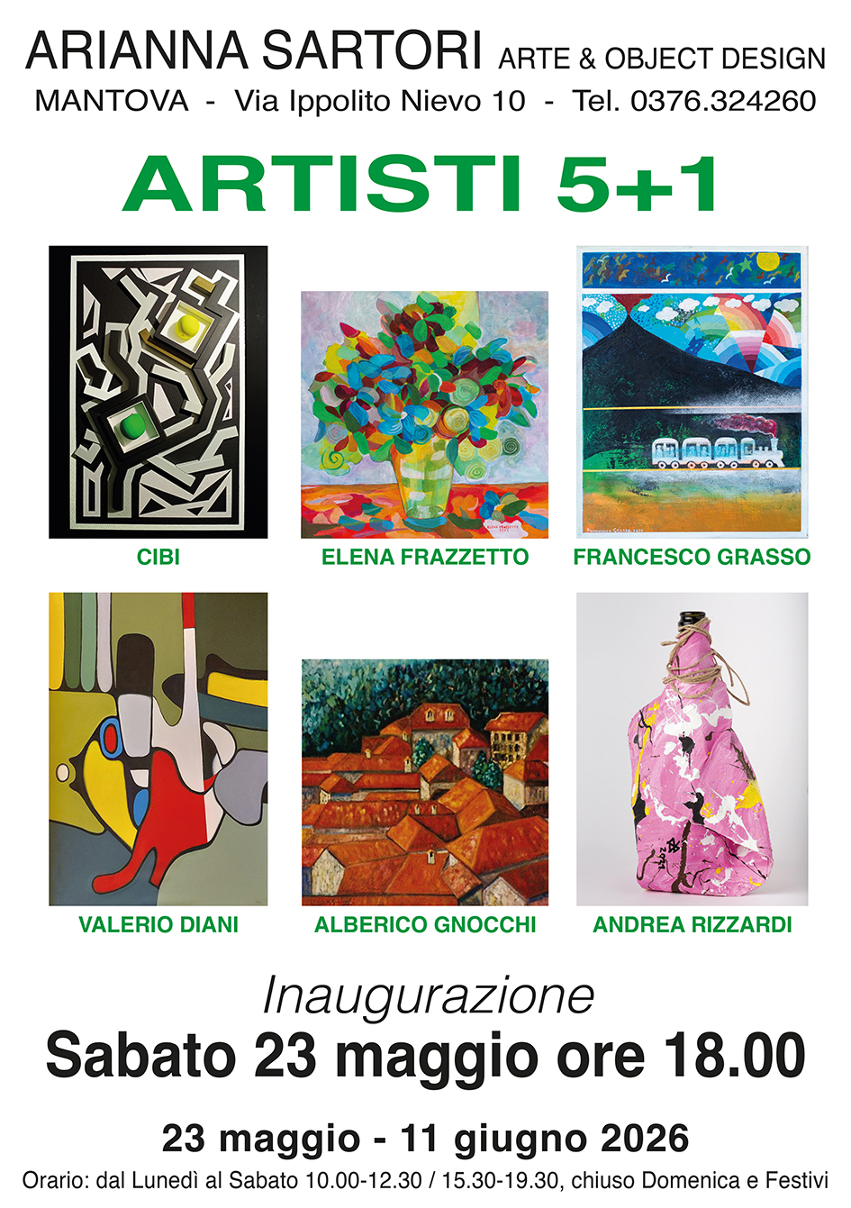 Artisti 5+1: Cibi, Diani, Frazzetto, Gnocchi, Grasso, Rizzardihttps://www.exibart.com/repository/media/formidable/11/img/570/Artisti-51-maggio-giugno-2026.jpg