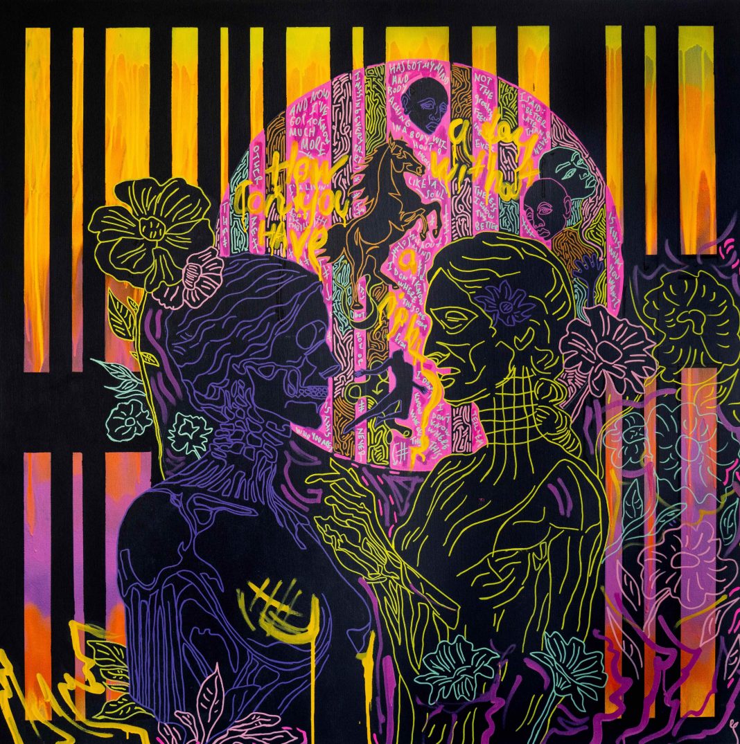 Ezgi Güneştekin – Life Is Goodhttps://www.exibart.com/repository/media/formidable/11/img/5d3/Ezgi-Güneştekin_he-Dance-of-Souls-2024-Acrylic-and-Marker-on-Canvas-130x130-cm-1068x1075.jpg