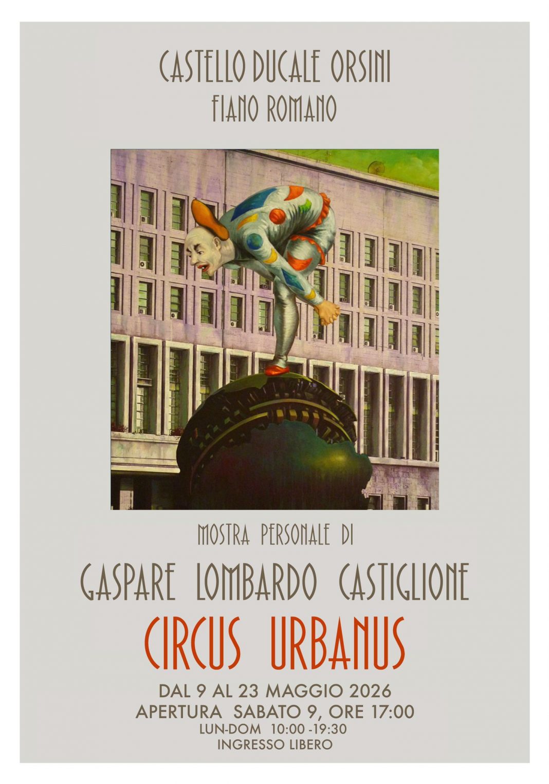 Gaspare Lombardo Castiglione – CIRCUS URBANUS: La messinscena del potere e l’amara allegria della condizione umanahttps://www.exibart.com/repository/media/formidable/11/img/6fc/Circus-Urbano-00002-1068x1525.jpeg