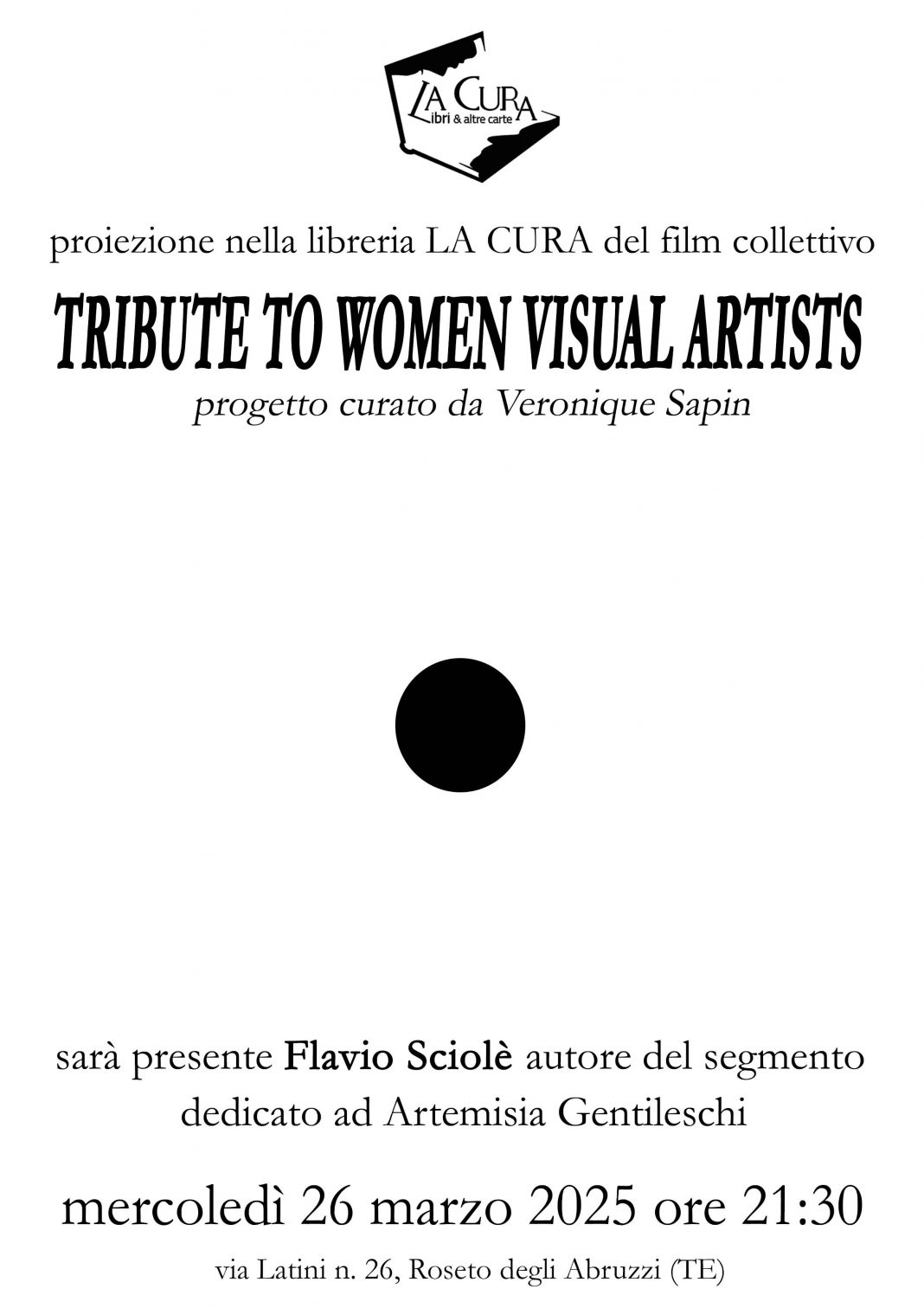 anteprima mondiale film collettivo TRIBUTE TO WOMEN VISUAL ARTISTS con presente Flavio Sciolèhttps://www.exibart.com/repository/media/formidable/11/img/7f9/Locandina-TRIBUTE-1068x1511.jpg