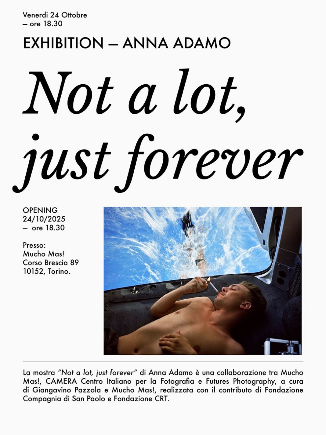 Anna Adamo – Not a lot, Just foreverhttps://www.exibart.com/repository/media/formidable/11/img/90c/Anna-Adamo-Insta-bassa-1068x1424.jpg