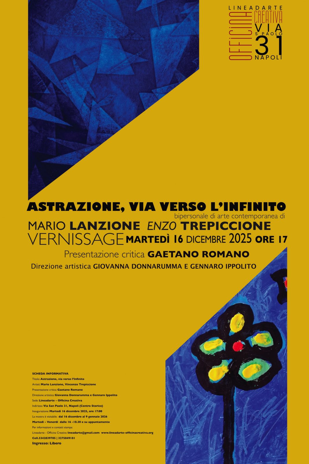 Mario Lanzione / Vincenzo Trepiccione – Astrazione, via verso l’Infinitohttps://www.exibart.com/repository/media/formidable/11/img/91e/Astrazione-via-verso-l’Infinito-Artisti-Mario-Lanzione-Vincenzo-Trepiccione-copia-1068x1602.jpg