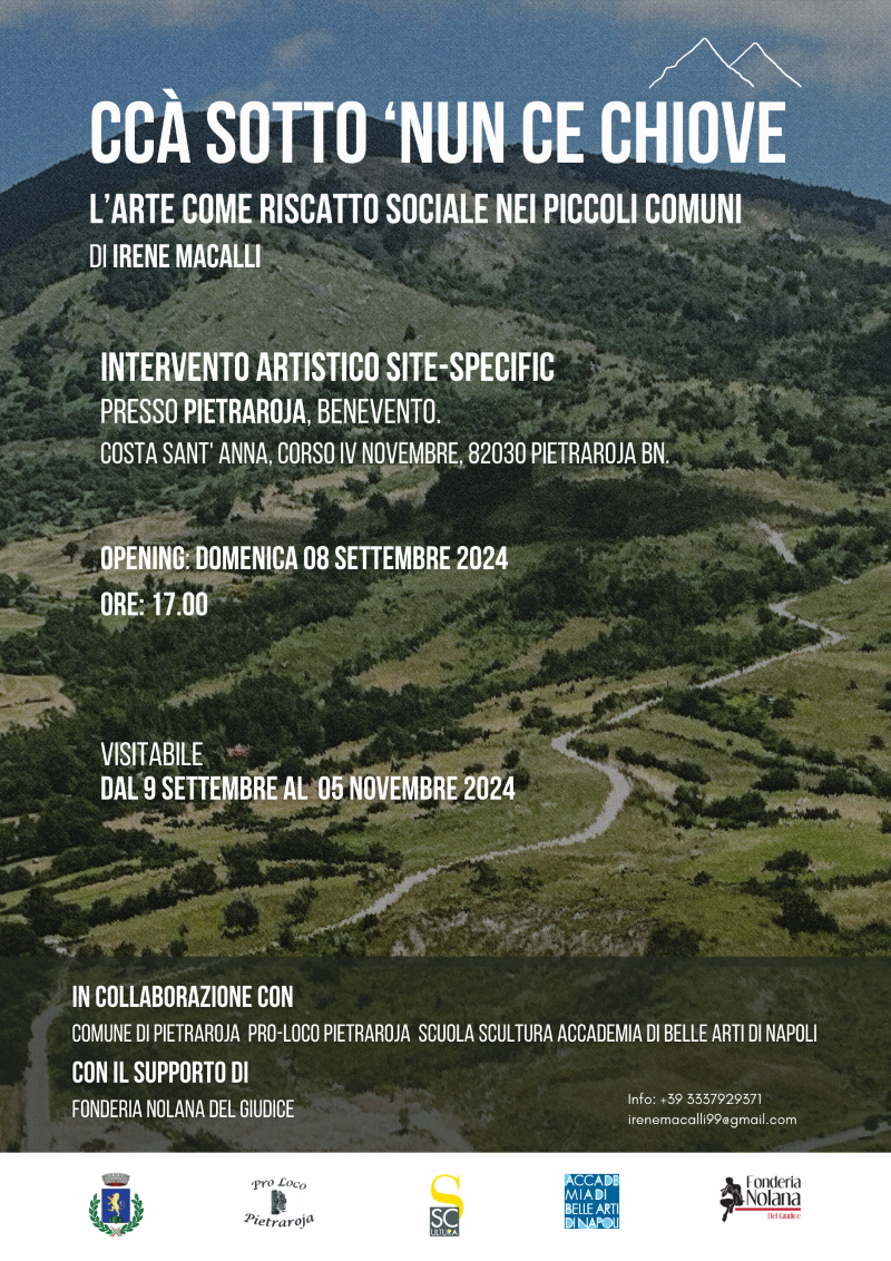 Ccà sotto ‘nun ce chiove. L’arte come riscatto sociale nei piccoli comuni di Irene Macallihttps://www.exibart.com/repository/media/formidable/11/img/ad9/invito.png