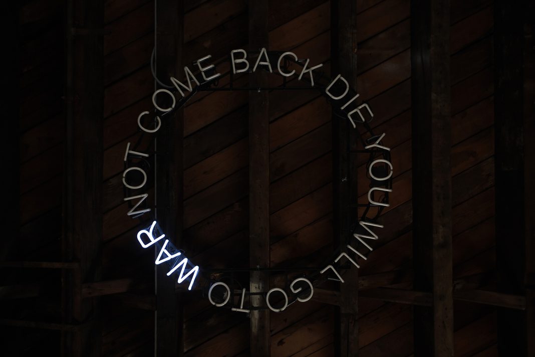 Claire Fontaine – Song for Dark Timeshttps://www.exibart.com/repository/media/formidable/11/img/b2e/Claire-Fontaine_Ibis_2026_WAR-1068x712.jpg