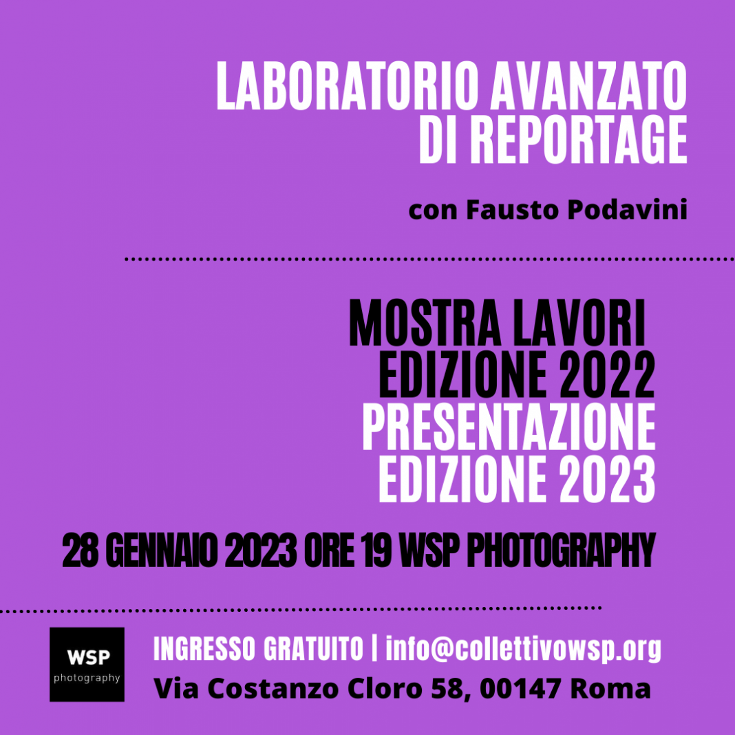 Presentazione e mostra laboratorio avanzato di reportage a cura di Fausto Podavinihttps://www.exibart.com/repository/media/formidable/11/img/b64/pres-lab-2022-1068x1068.png