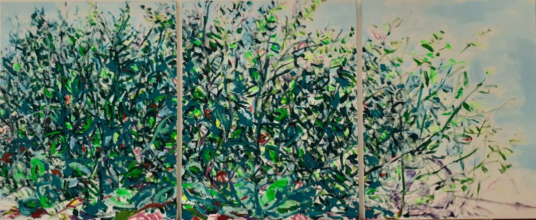 Traiettorie Intrecciate di  Alberto Boggio Caserohttps://www.exibart.com/repository/media/formidable/11/img/c79/Polidoro-trittico-Tecnica-mista-su-tela-Anno-2025-cm120X50-1068x439.jpg