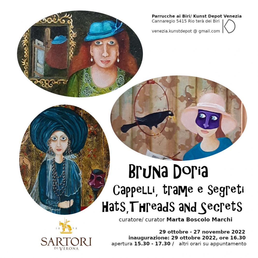Bruna Doria – Cappelli, trame, segreti/ Hats, Threads and Secretshttps://www.exibart.com/repository/media/formidable/11/img/eb2/bruna-doria_Q-20-1068x1068.jpg