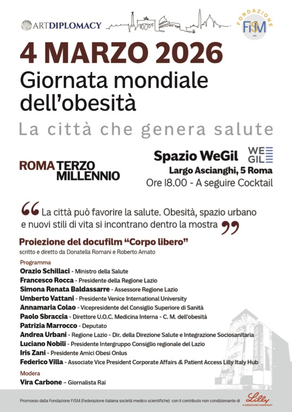 Evento per la Giornata Mondiale dell’Obesità nell’ambito della mostra “Roma Terzo Millennio”https://www.exibart.com/repository/media/formidable/11/img/f4c/Locandina.jpg