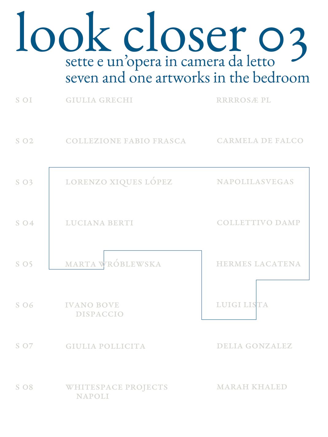 Look Closer, 7 e 1 opera in camera da letto – 3° edizionehttps://www.exibart.com/repository/media/formidable/11/img/fb1/LookCloser_Bianco-1068x1424.jpg